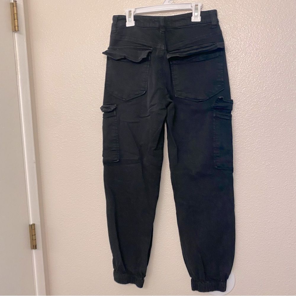 Forever 21 black cotton rayon blend Cargo Pants joggers hi rise Goth grunge S